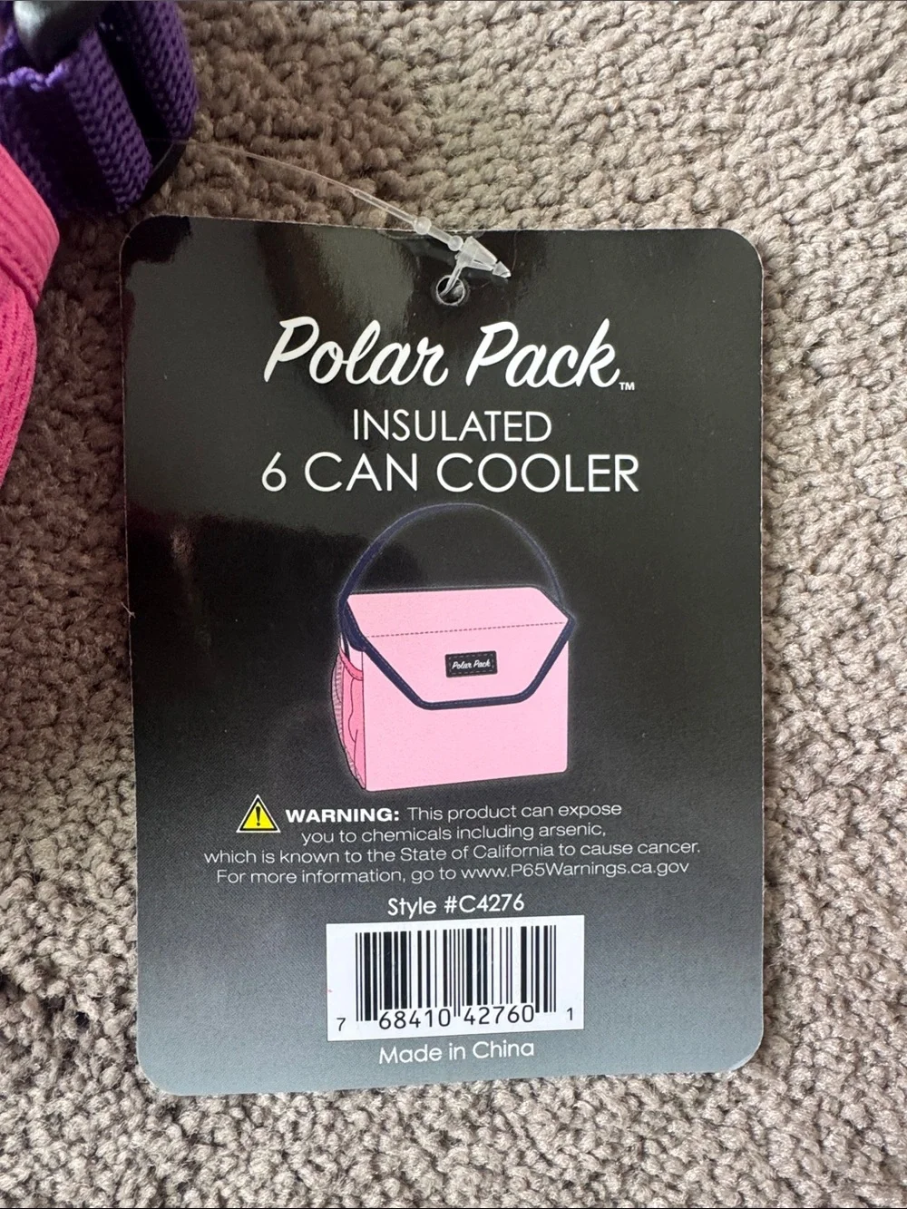 Polar Pack Insulated 6 Can Cooler Lunch Bag Pink Purple Portable Tote